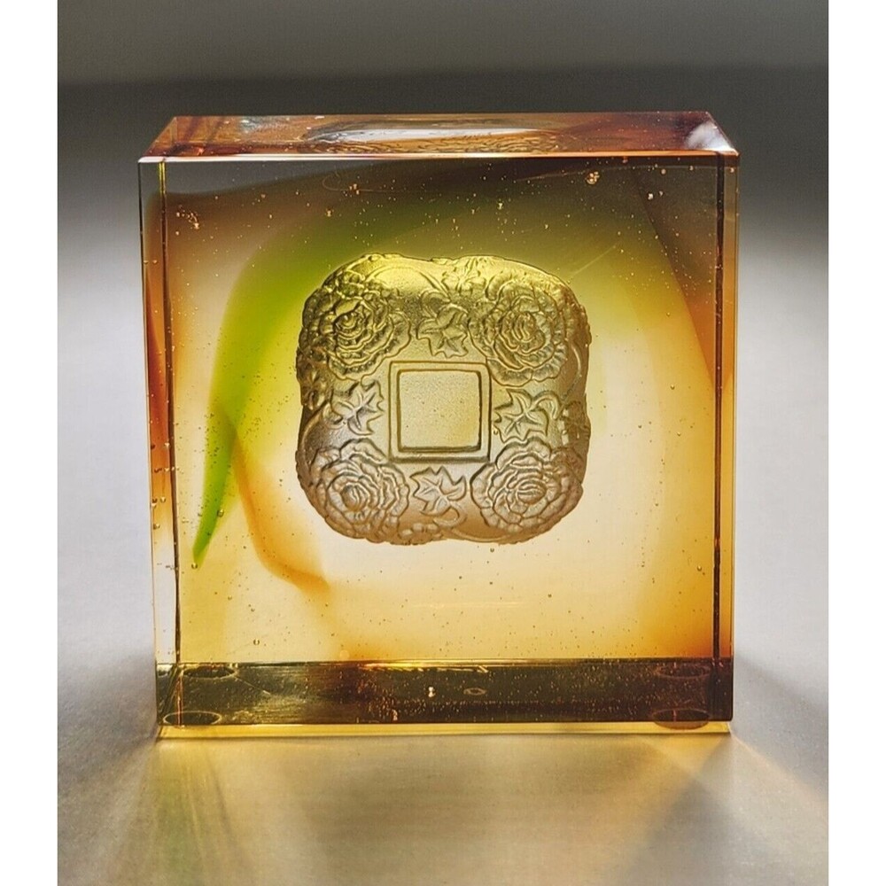 Liuli Crystal Glass Paperweight Complete Magnificence Signed Pate De Verre